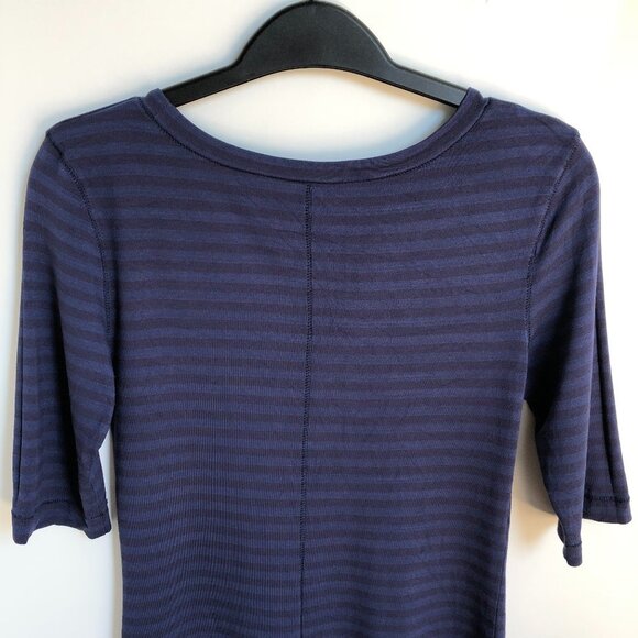 Free People Casual Stripped Scoop Neck 1/2 Sleeve Top Blue Size XS - Picture 5 of 9